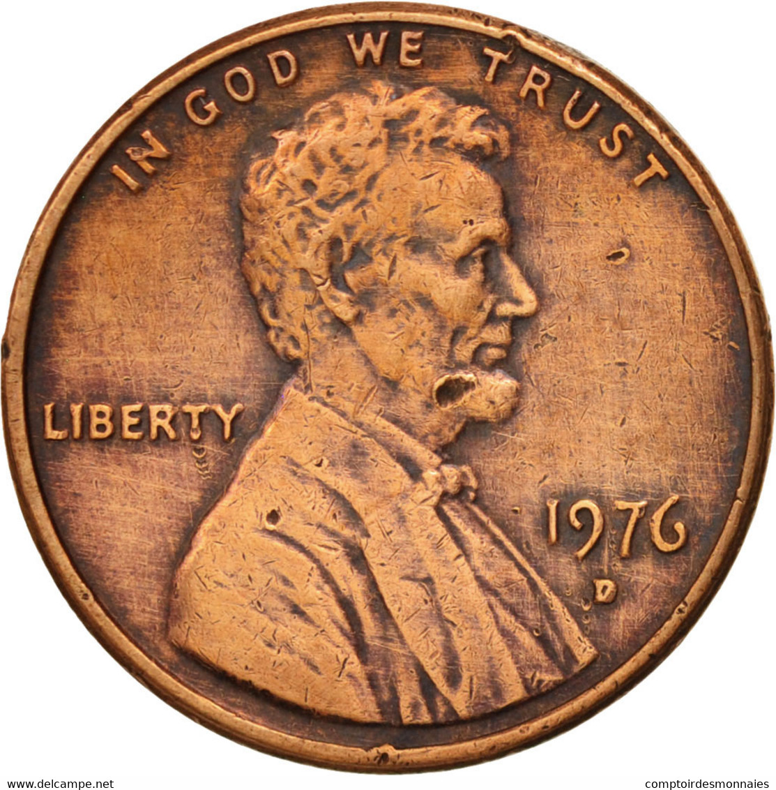 Monnaie, États-Unis, Lincoln Cent, Cent, 1976, U.S. Mint, Denver, TTB, Laiton - 1959-…: Lincoln, Memorial Reverse
