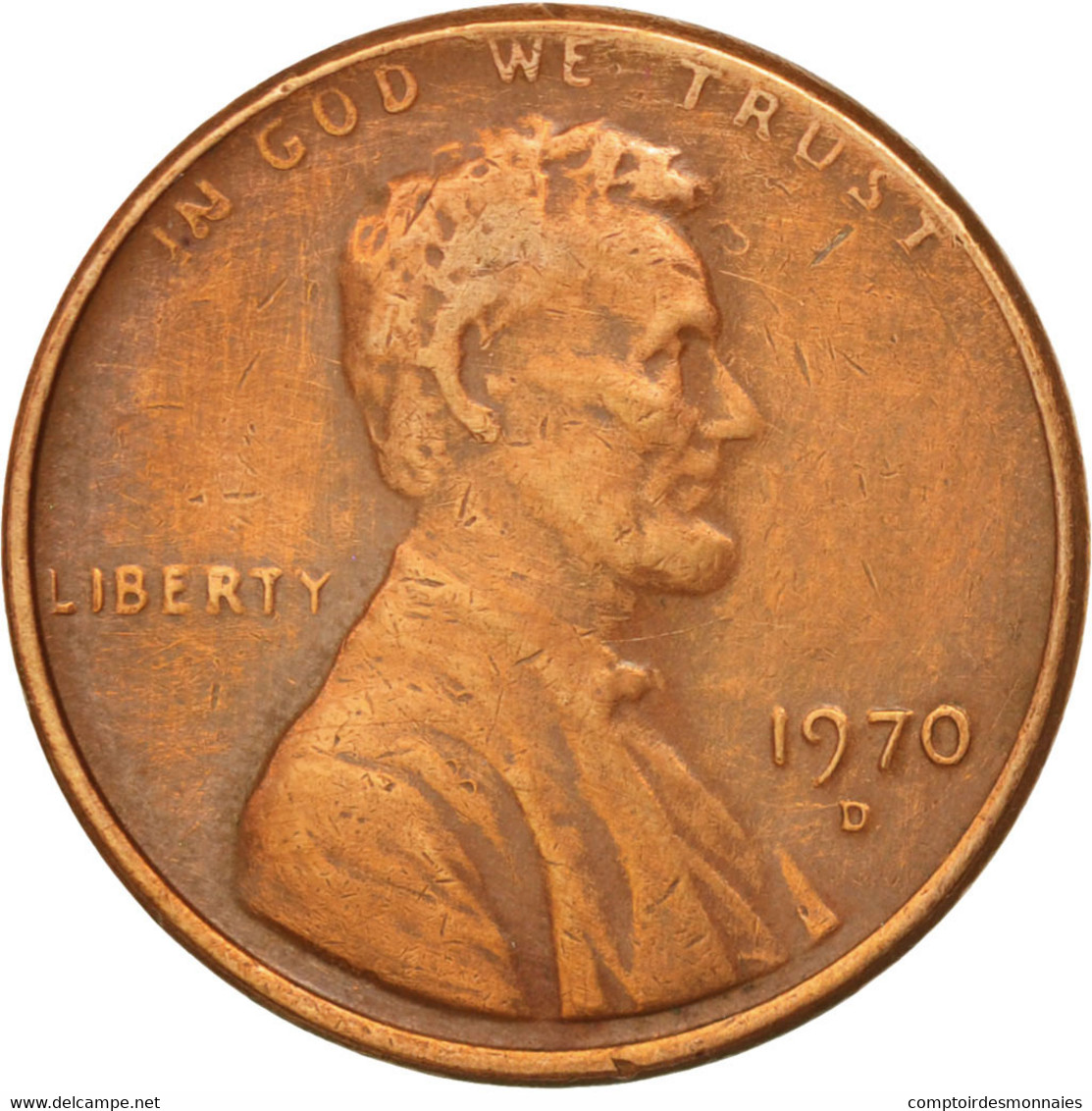 Monnaie, États-Unis, Lincoln Cent, Cent, 1970, U.S. Mint, Denver, TTB, Laiton - 1959-…: Lincoln, Memorial Reverse