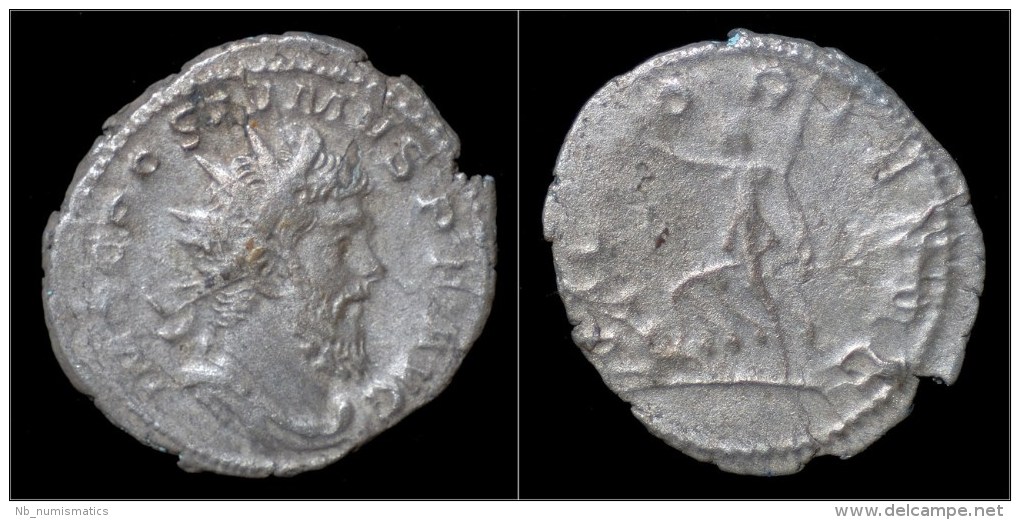 Postumus AR Antoninianus Victory Walking Left - L'Anarchie Militaire (235 à 284)