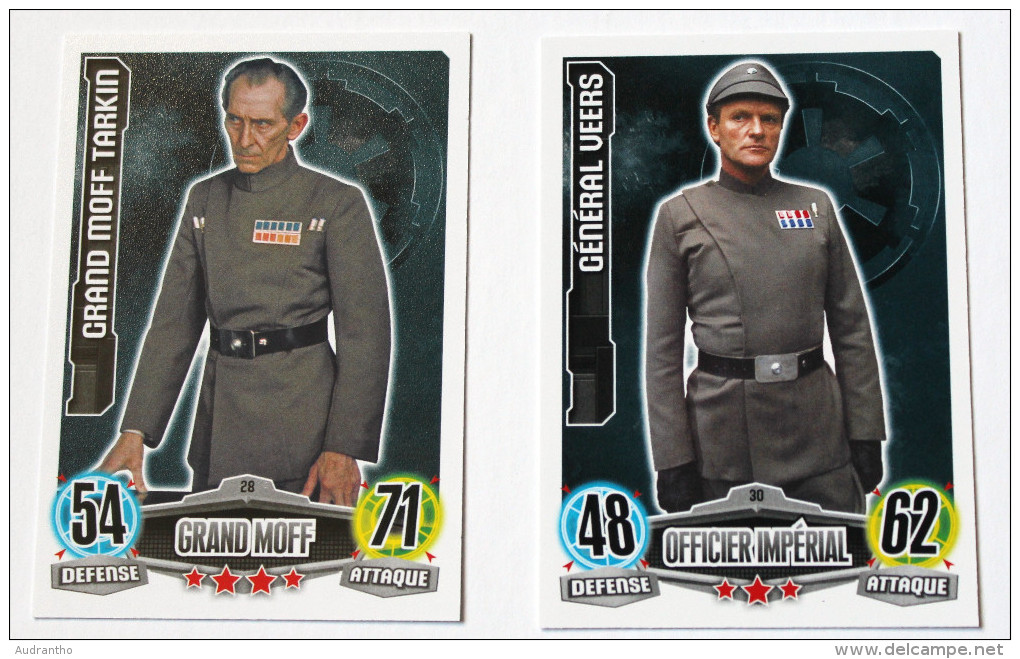 2 Carte STAR WARS Général Veers Grand Moft Tarkin 28 30 Topps Force Attax 2012 - Star Wars