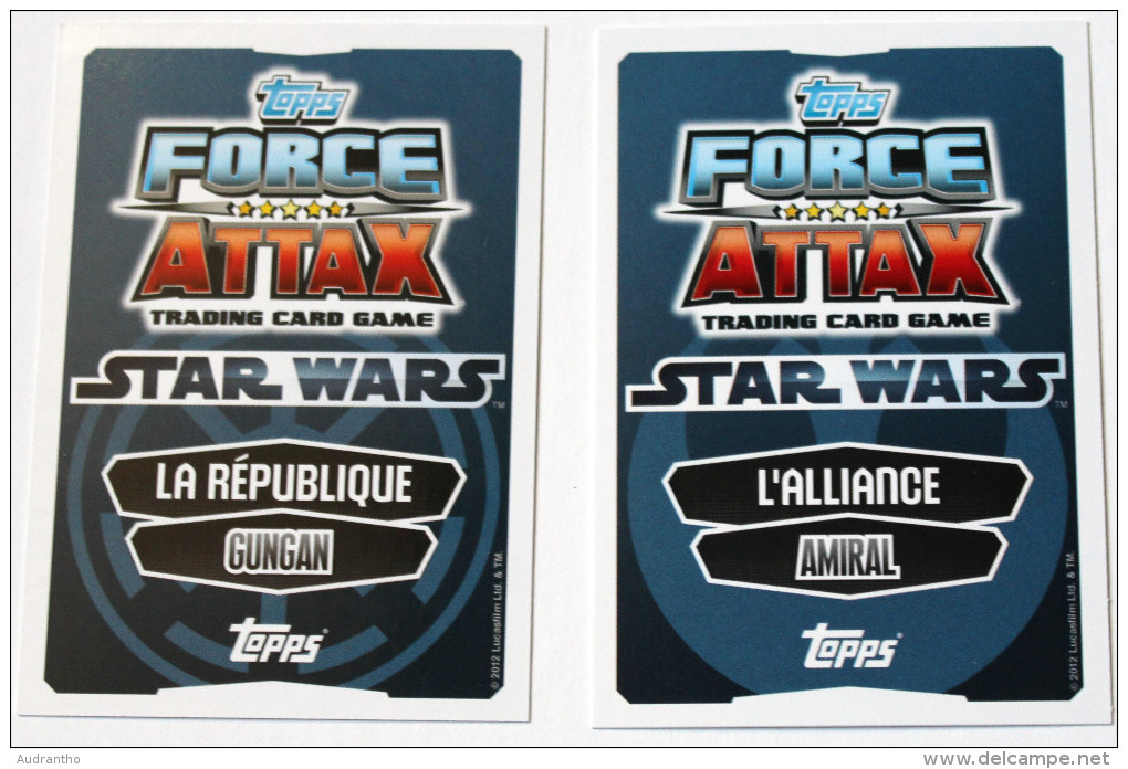 2 Carte STAR WARS Jar Jar Binks Amiral Ackbar 11 100 Topps Force Attax 2012 - Star Wars