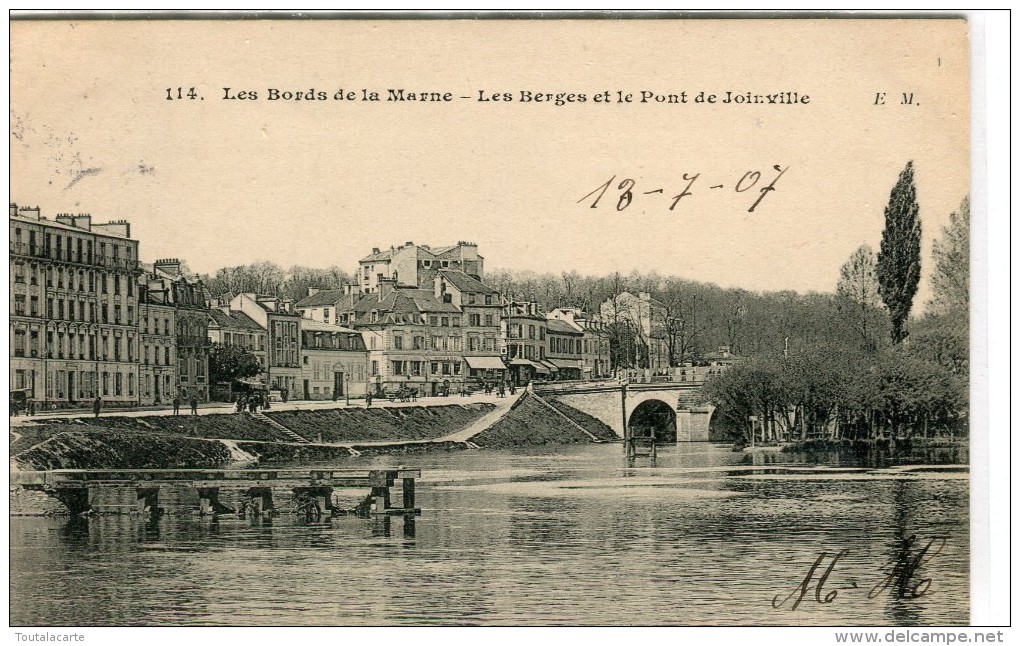 CPA 94  LES BERGES ET LE PONT DE JOINVILLE 1907 - Joinville Le Pont