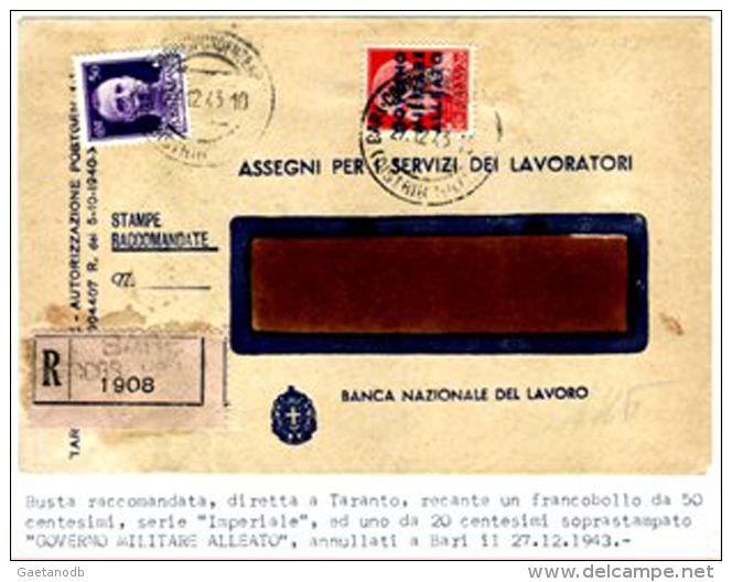 Bari-00123d-A (Affrancatura Mista) - Occ. Anglo-américaine: Naples