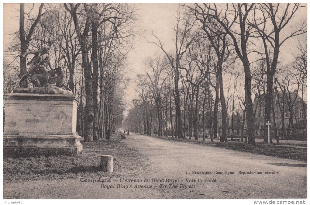 Cp , 60 , COMPIÈGNE , L'Avenue Du Rond-Royal , Vers La Forêt - Compiegne