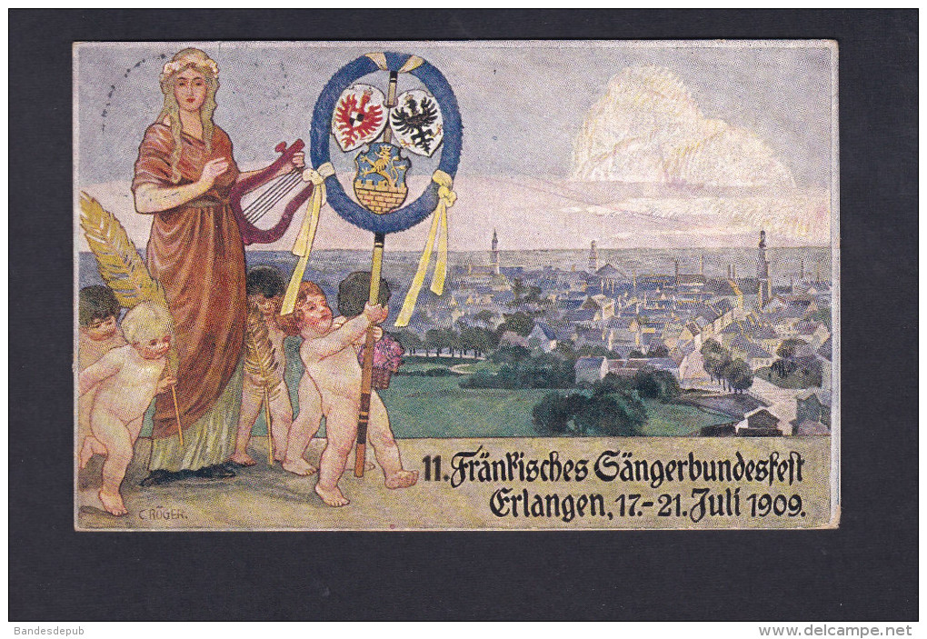 AK - Erlangen - Fränkisches Sängerbundesfet ( Entier Postal Illustration C. Röger Verlag Hagelweide) - Erlangen