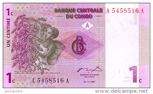 CONGO   1 Centime  Daté Du 01-01-1997    Pick 80a         ***** BILLET  NEUF ***** - Repubblica Democratica Del Congo & Zaire