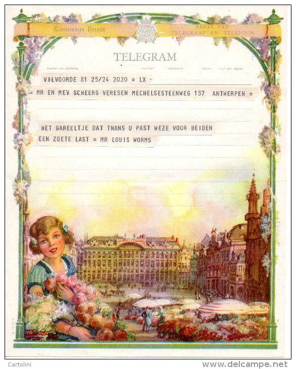 Telegram Telegramme Message Telegramm Huwelijk Mariage Marriage  Wensen Souhaits Wunsche Wishes - Wedding