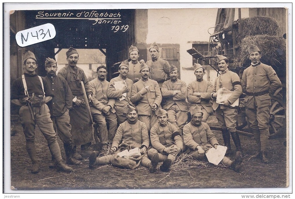 OFFENBACH--CARTE-PHOTO-SOUVENIR D OFFENBACH 1919-TRAVAUX AGRICOLES POUR NOS SOLDATS - Offenbach
