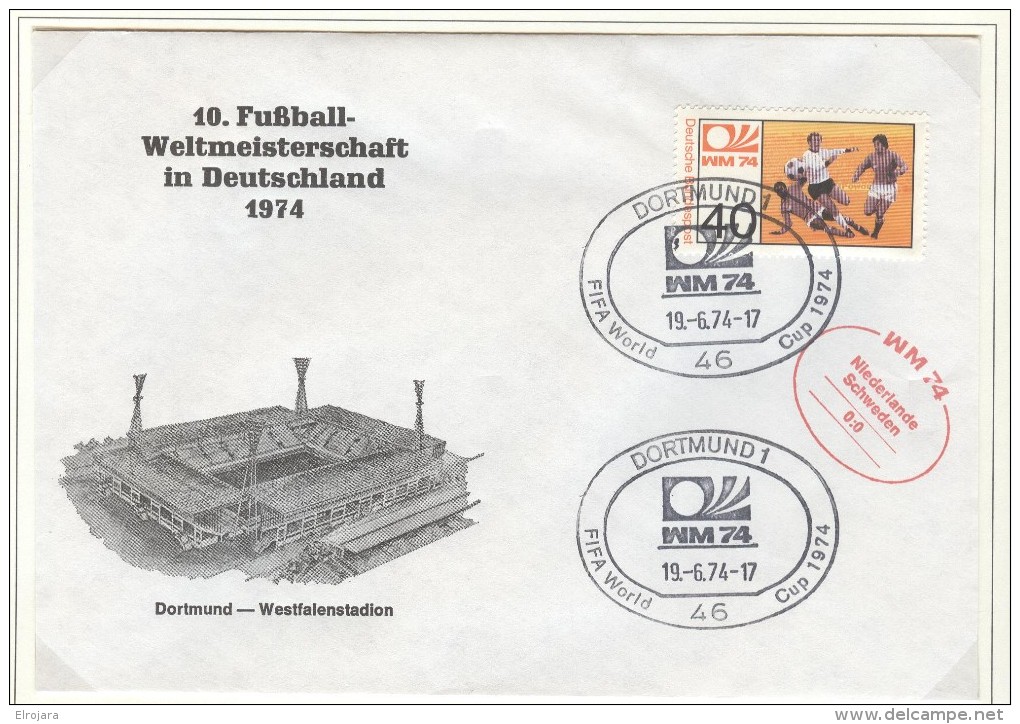 GERMANY Cover For The Match Netherlands - Sweden 0:0 In Dortmund On 19-6.74 With Red Cancel - 1974 – Germania Ovest