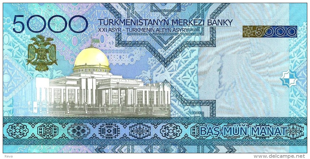 TURKMENISTAN 5000 MANAT BLUE MAN FRONT MOSQUE BACK UNC DATED 2005 P.NEW READ DECRIPTION !! - Turkménistan