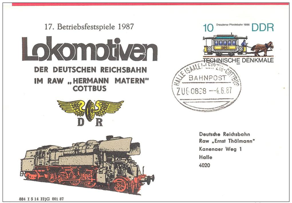 R  DDR MI# 3015  Lokomotiven Der Deutschen Reichsbahn  Bahnpoststempel Zug 0898 - Treinen