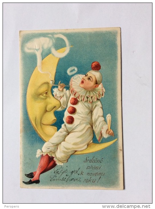 AK   CIRCUS    CIRKUS   ZIRKUS   NEW YEAR  PIERROT   CLOWN  Embossed Litho  1905 - Zirkus