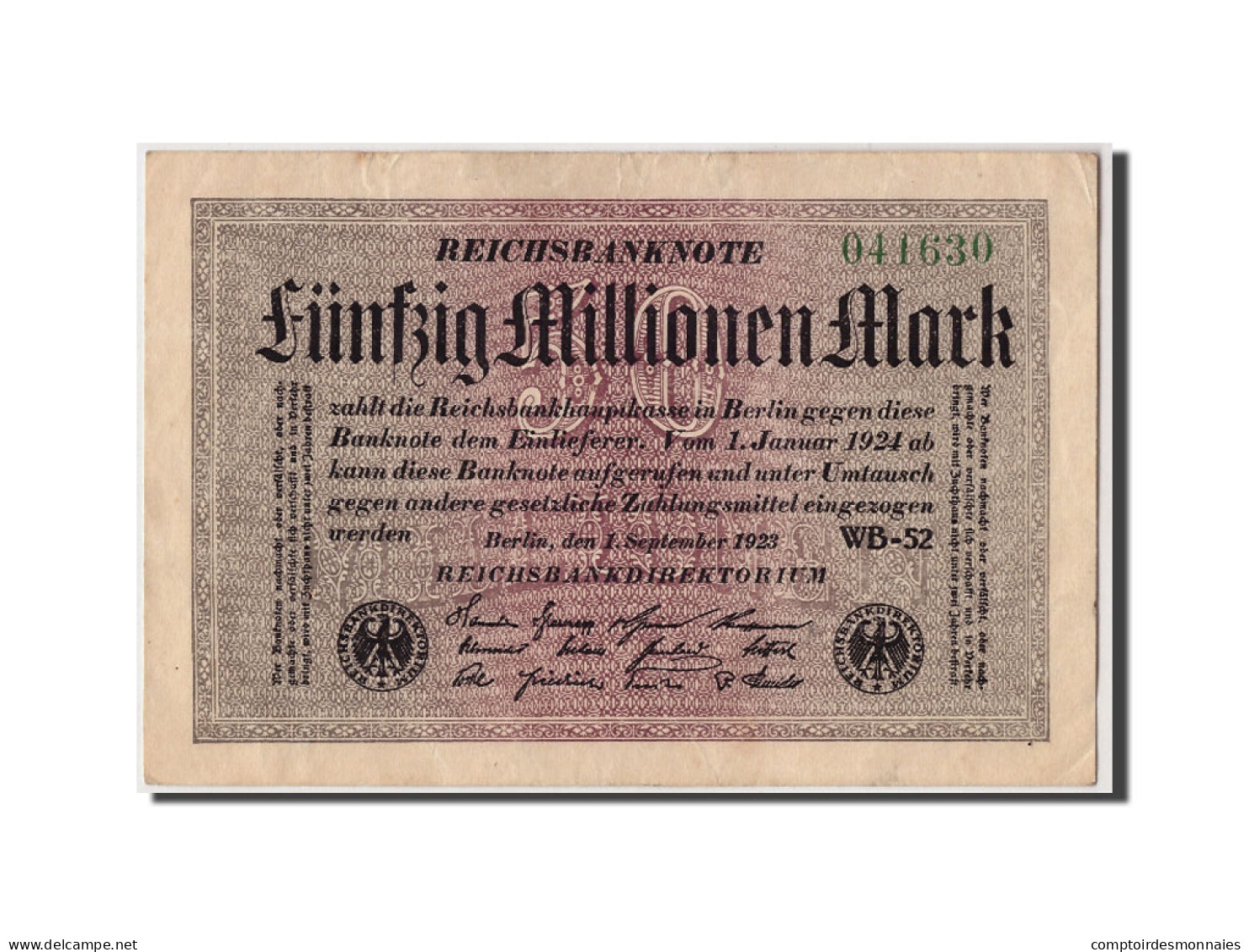 Billet, Allemagne, 50 Millionen Mark, 1923, 1923-09-01, KM:109b, TTB+ - 50 Millionen Mark