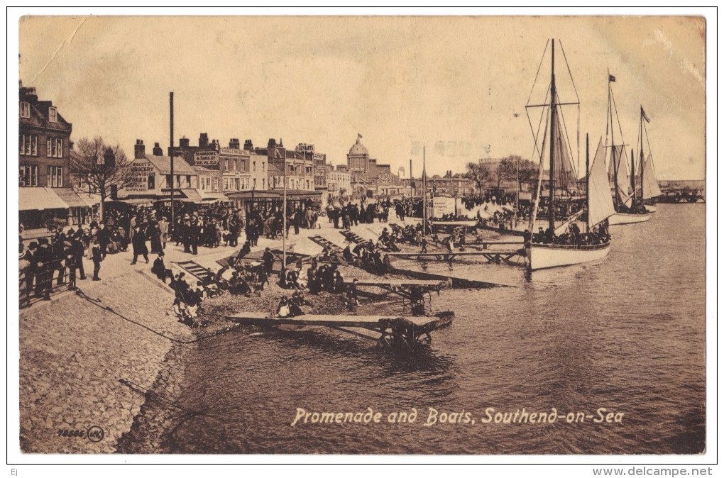 Promenade And Boats, Southend-on-Sea - Animated - G K Series - Postmark 1918 - Southend, Westcliff & Leigh