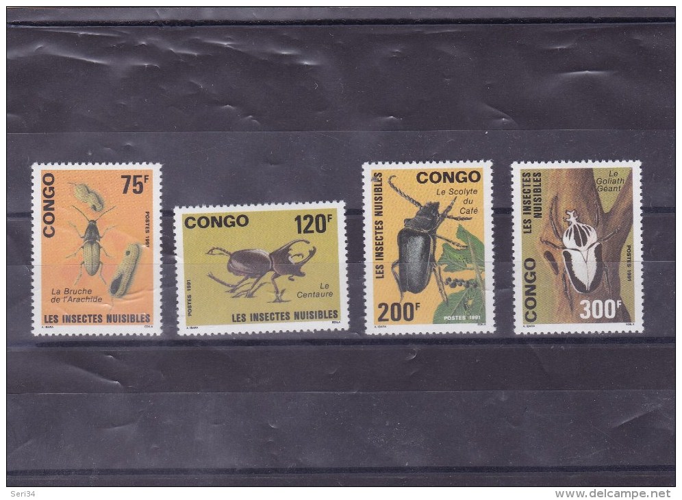 CONGO : Insectes Nuisibles : Y&T :907** à 910** - Mint/hinged