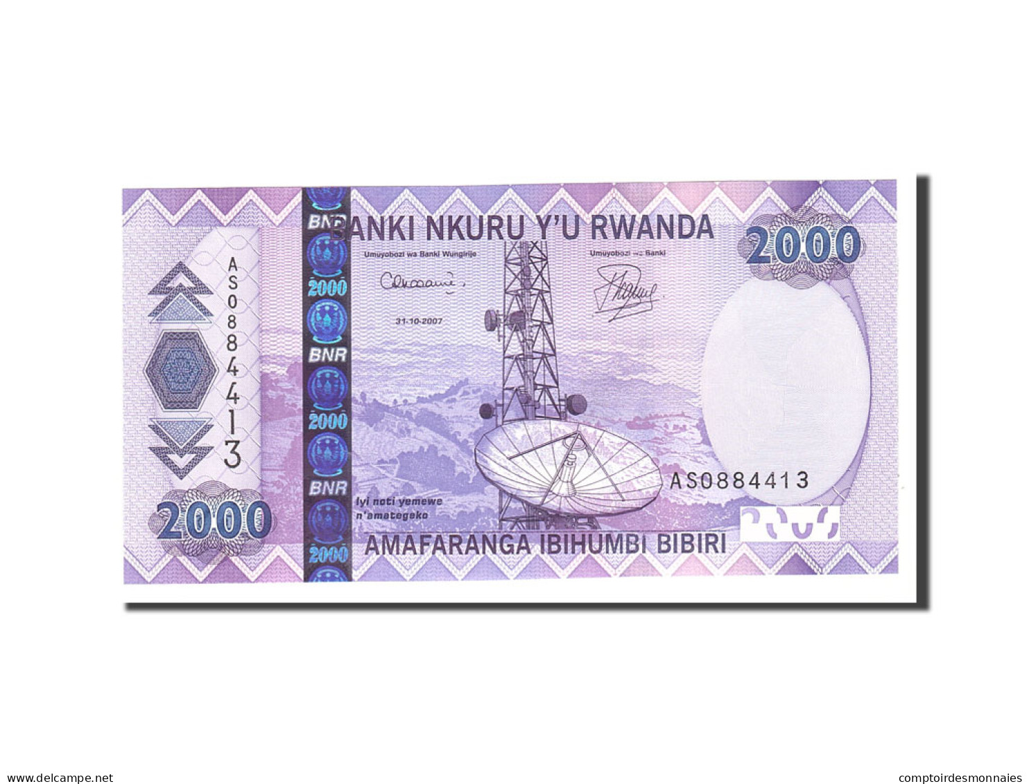 Billet, Rwanda, 2000 Francs, 2007, 2007-10-31, KM:32, NEUF - Ruanda