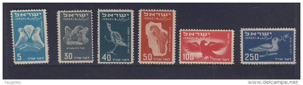 ISRAEL 1950 OISEAUX  YVERT N°A1/6   NEUF MNH** - Poste Aérienne