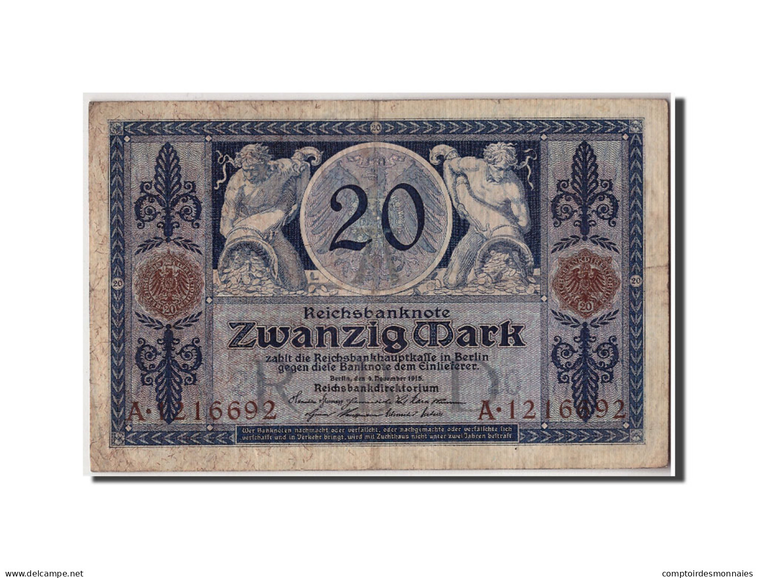 Billet, Allemagne, 20 Mark, 1915, 1915-11-04, KM:63, TB - 20 Mark