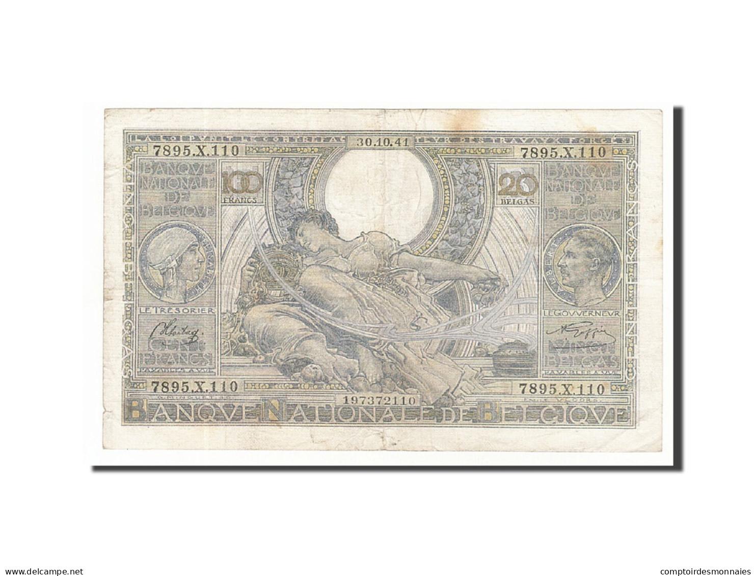 Billet, Belgique, 100 Francs-20 Belgas, 1941, 1941-10-30, KM:112, TB+ - 100 Francs