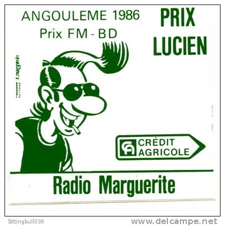 MARGERIN. AUTOCOLLANT PRIX LUCIEN. RADIO MARGUERITE. PRIX FM - BD POUR ANGOULÊME 1986. Neuf ! - Autocollants