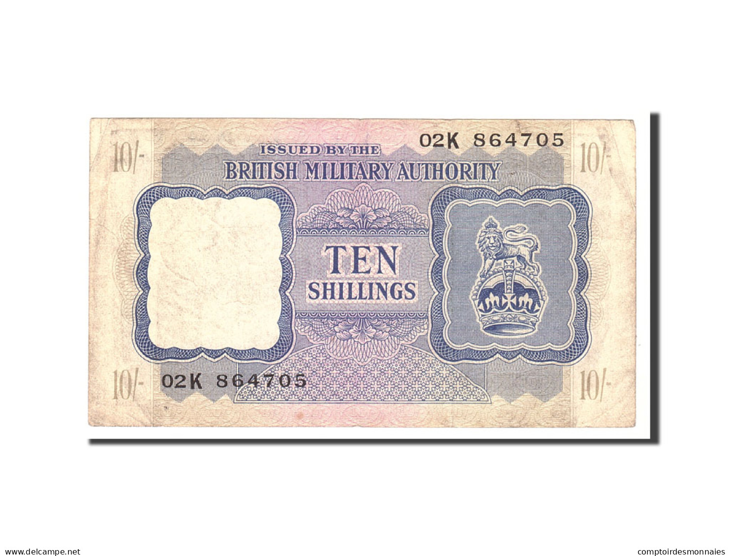 Billet, Grande-Bretagne, 10 Shillings, 1943, Undated, KM:M5, TB+ - British Military Authority