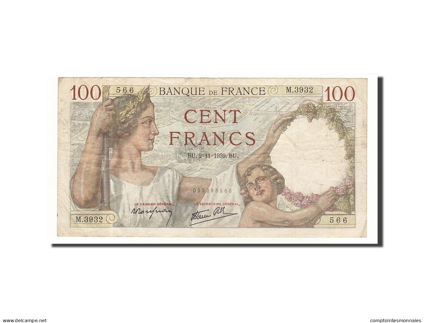 Billet, France, 100 Francs, 1939, 1939-11-02, TB+, Fayette:26.13, KM:94 - 100 F 1939-1942 ''Sully''