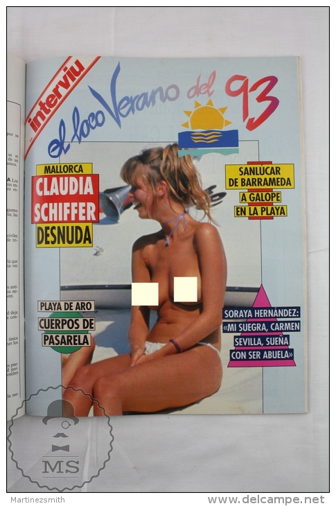 1993 Spanish Men´s Magazine - Claudia Schiffer Topless Images & 2 Pages Poster - [3] 1991-Hoy