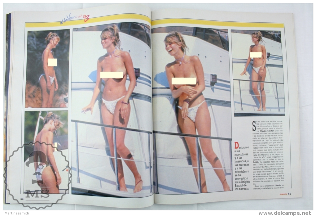 1993 Spanish Men´s Magazine - Claudia Schiffer Topless Images & 2 Pages Poster