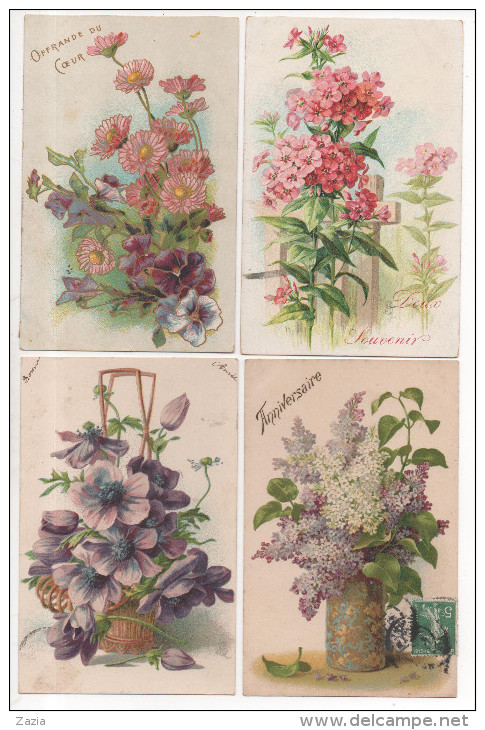 TH037/ Lot De 23 Cartes Fantaisies Fleurs - Fleurs