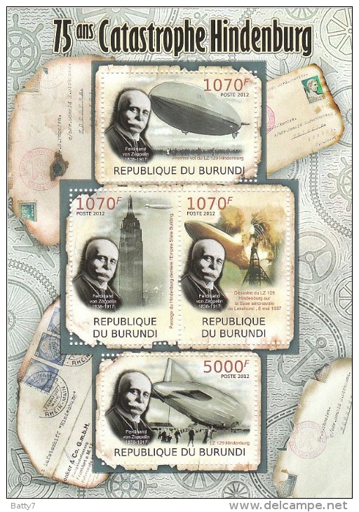 BURUNDI 2012 HINDEBURG - BF INTEGRO - Unused Stamps