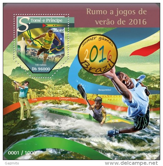 S. Tomè 2015, Olympic Games In Rio, Athletic, Golf, Rowing, 4val In BF - Summer 2016: Rio De Janeiro