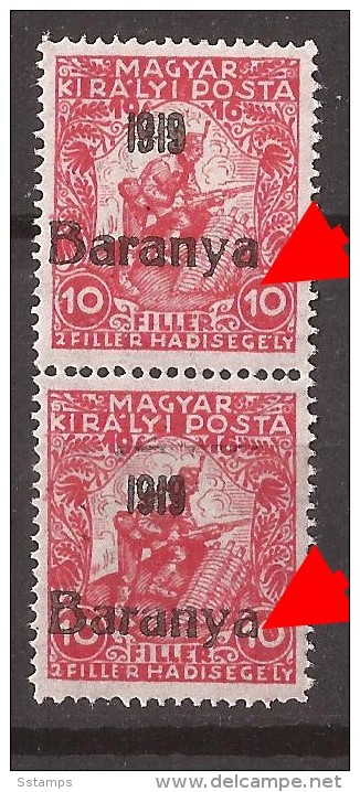 1919  15-17   BARANYA  UNGARN SERBIA JUGOSLAVIJA OVERPRINT  INTERESSANT  - TYP II NEVER  HINGED - Baranya