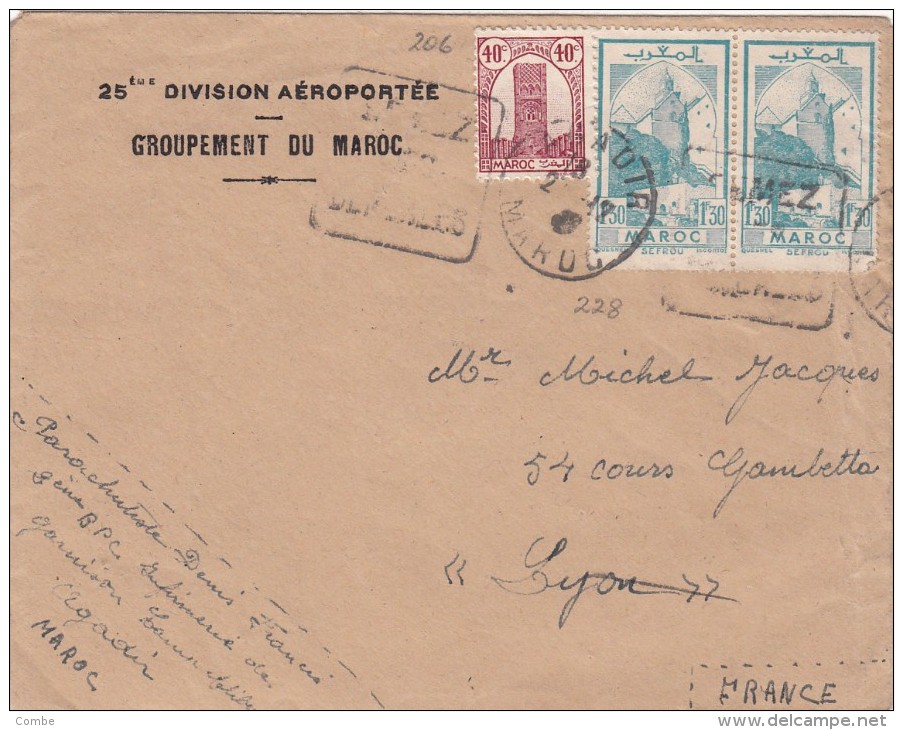 1948 LETTRE 25 ème DIVISION AÉROPORTÉE DU MAROC.. PARACHUTISTE A AGADIR  / 7456 - Sonstige & Ohne Zuordnung