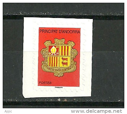 Armoiries, Blason De L´Andorre, émission De 2007 En Carnet Auto-collant. 1 T-p Neuf ** Yv. Nr 638 - Neufs