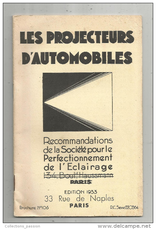 Recommandations De La Société Pour Le Perfectionnement De L'éclairage , Pojecteurs D'automobiles , Frais Fr : 2.70€ - Cars