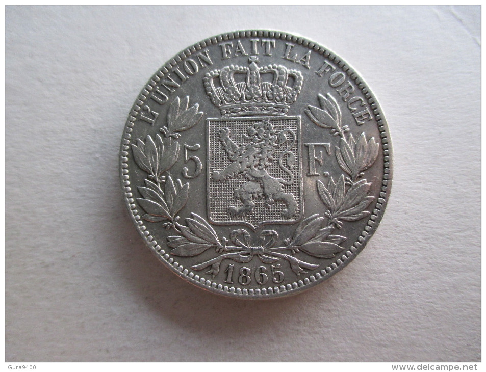 België 5 Frank 1865 Dot After F - 5 Francs