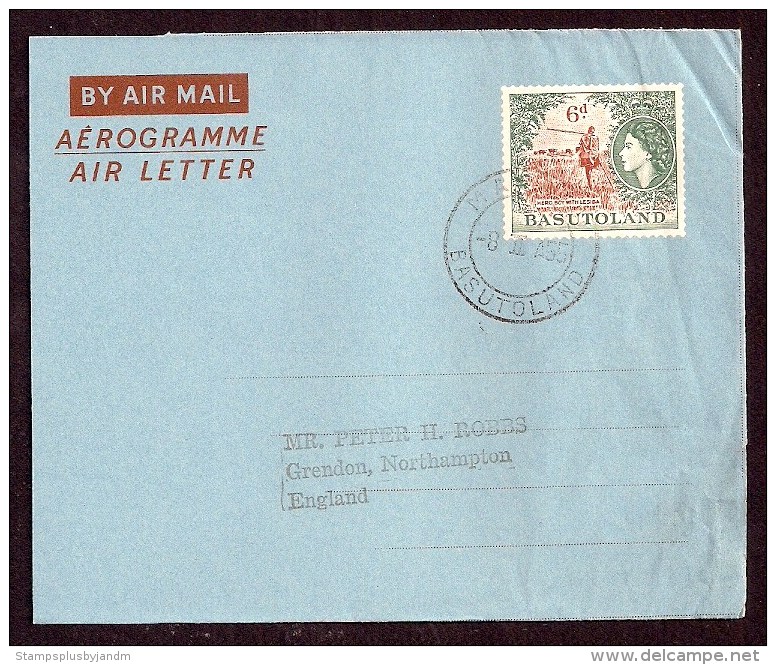 BASUTOLAND Aerogramme 6d Queen & Native 1955 Maseru Cancel To England! STK#X20226 - 1933-1964 Crown Colony