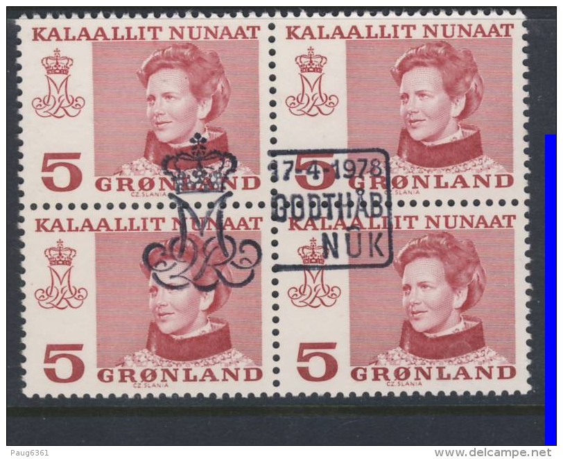 GROENLAND  1978 REINE BLOC DE 4  YVERT N°94  OBLITERES - Usados