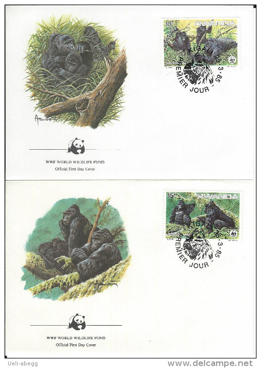 Ruanda 1985 Mi 1292-95 FDC - Gorilles