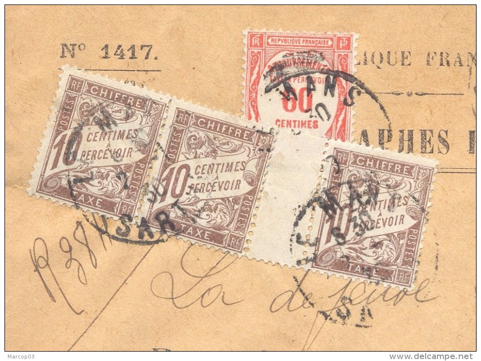 SOMME BOVES 31/12/1929  Enveloppe De Valeurs Recouvrées Taxée à 90 C (60 C Val Impayé + 30 C Port Lettre) TTB - 1921-1960: Modern Period