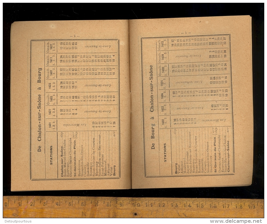 Horaire Indicateur Des Chemins De Fer Et Tramways De Saône Et Loire ECHO DU LOUHANNAIS Louhans 1912 - Europe