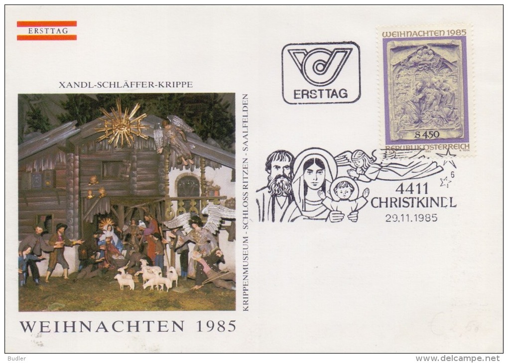 ÖSTERREICH :1985 : Y.1663 On FDC : ## WEIHNACHTEN : The Holy Family ## : NOËL,CHRISTMAS,CHRISTKINDL,CRIB,CRÈCHE, - Christmas
