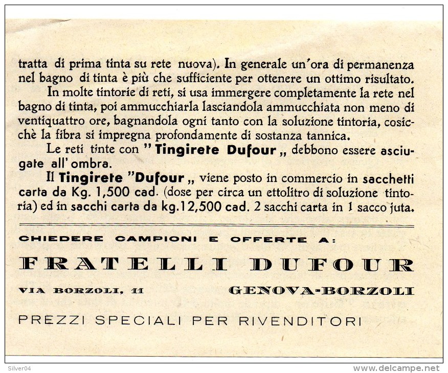 PUBBLICITARIA - PUBBLICITA - GENOVA BORSOLI - FRATELLI DUFOUR - VEDI ALTRA FOTO  ORIGINALE - Werbung