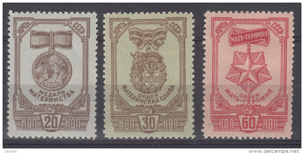 Russia SSSR 1945 Mi#968-970 A Mint Hinged - Unused Stamps