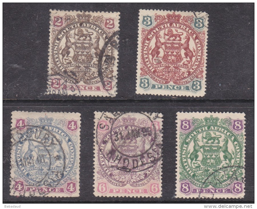 Southern Rhodesia: 1897, 2d,3d,4d,6d,8,d,  Die II,used, - Rhodésie Du Sud (...-1964)