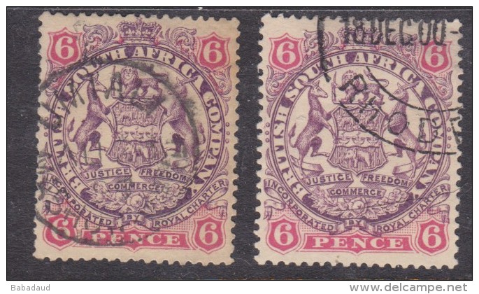 Southern Rhodesia: 1896 -7 1897, 6d, X2 , Used, - Southern Rhodesia (...-1964)