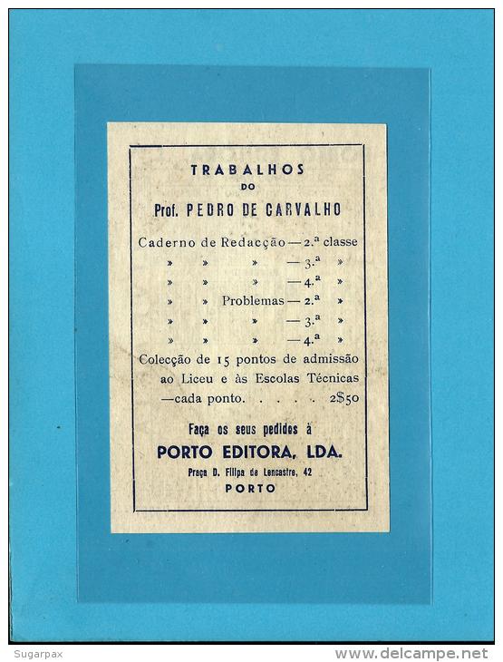 PORTO EDITORA - Papelaria Livraria - 1949 / 50 Calendar Portugal - 2 Scans - Petit Format : 1941-60