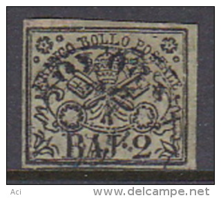 Italian States Papal States 1852 Baj 2 Olive Green Used - Papal States