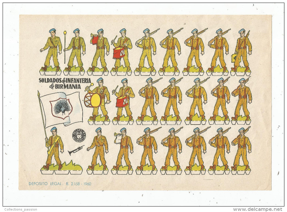 Planche Découpis, 1960 , SOLDADOS DE INFANTERIA DE BIRMANIA , Militaria, Militaires , Musique  , Frais Fr : 1.55€ - Autres & Non Classés