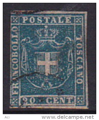 Italian States Tuscany 1860 20 Centes Azur Brown Used - Toskana